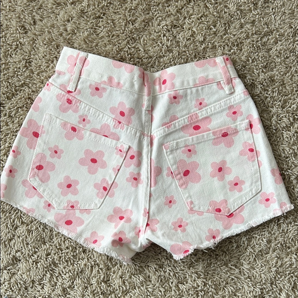Pacsun White Floral Print Denim Shorts - Vintage High Rise Size 22 waist - Picture 4 of 7